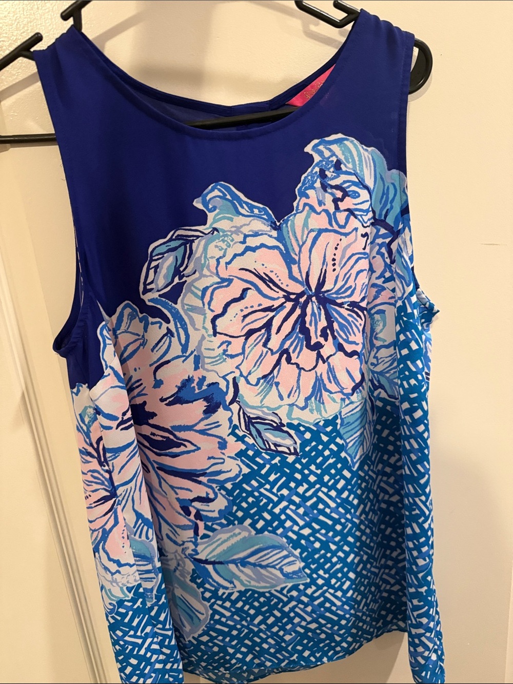 Lilly Pulitzer Blue Pink Floral Sleeveless Top
